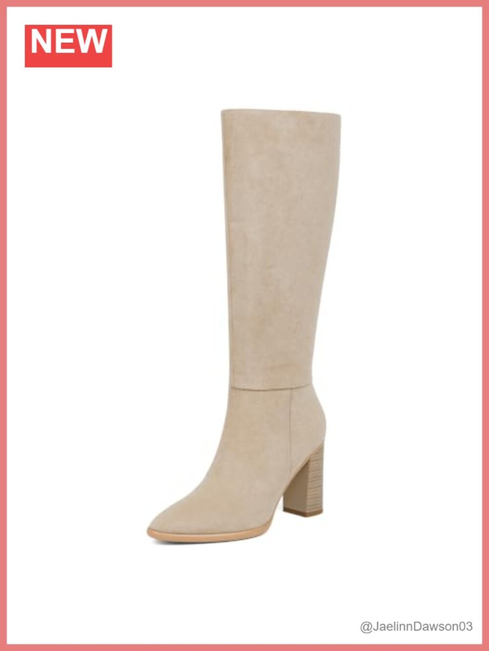 Easyfox Knee-High Boots Women Pointed Toe Chunky Heel PU Leather 9cm
